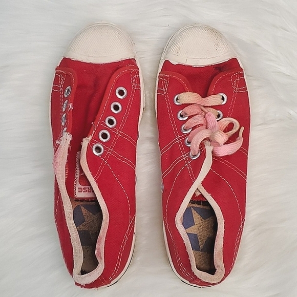 Vintage 1960s 1970s CONVERSE FASTBREAK Red Canvas Low Top Onestar Sneakers Sz 1 - Picture 14 of 17